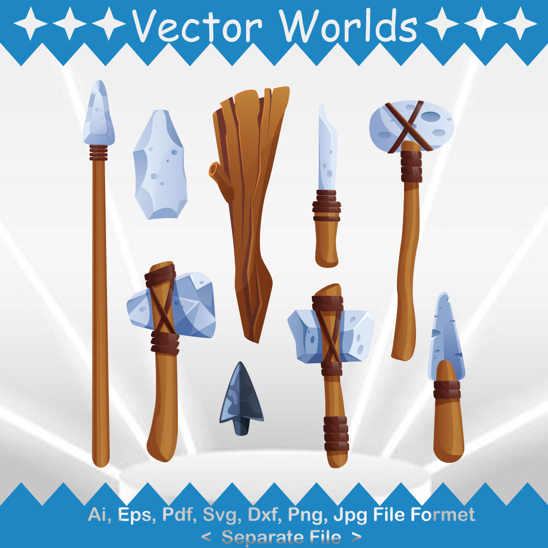 Prehistoric Weapon SVG Vector Design preview image.