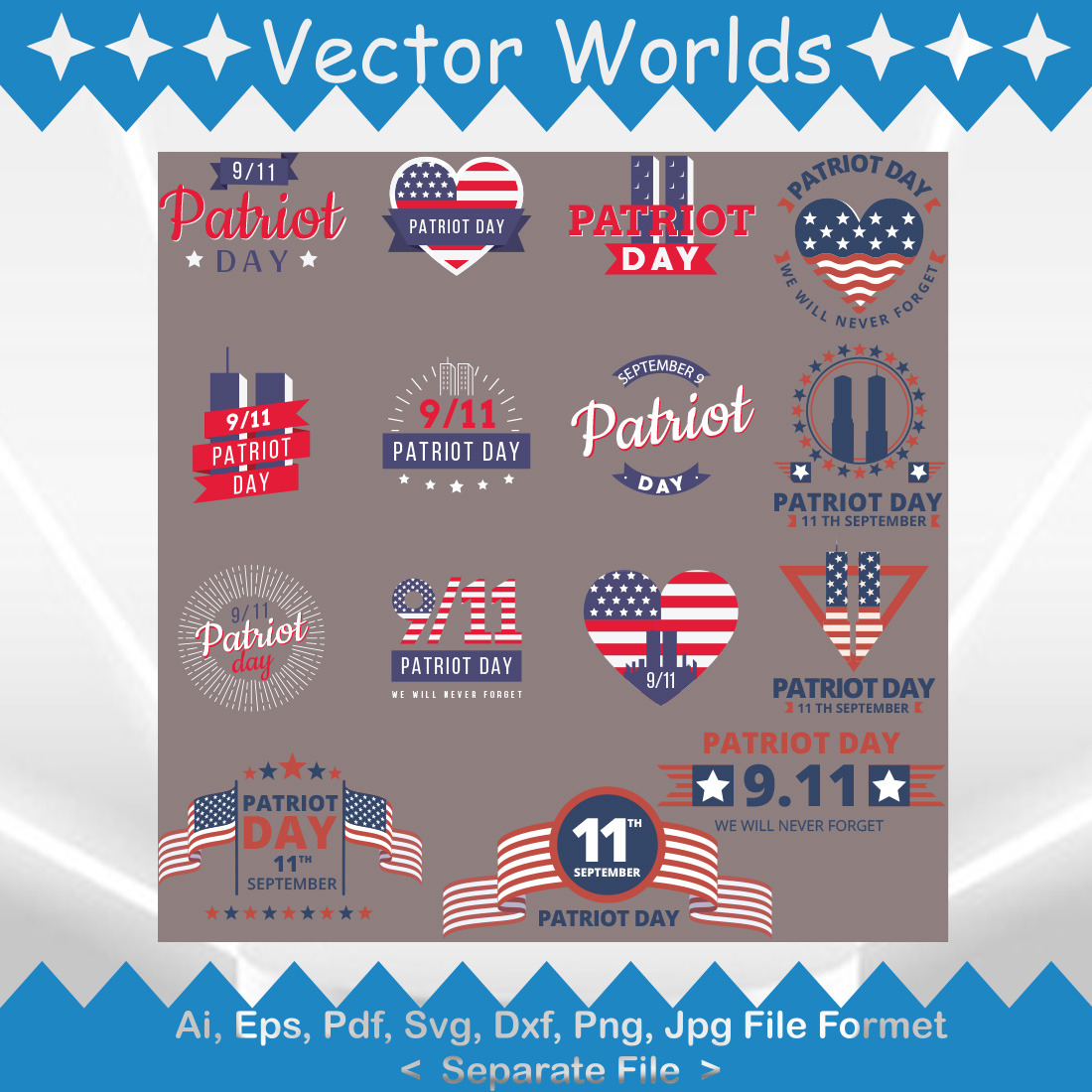 Happy Patriot Day SVG Vector Design preview image.