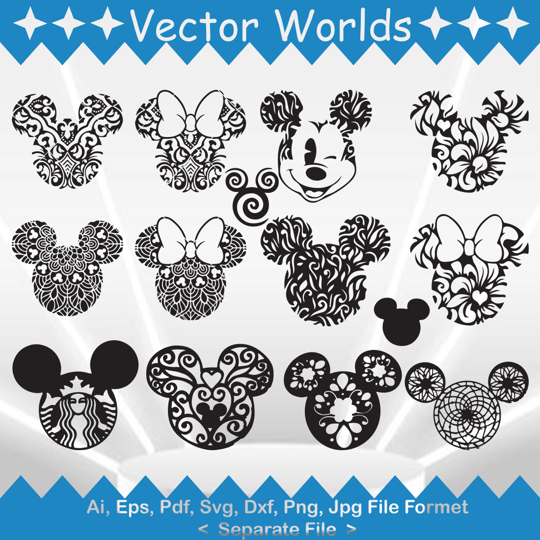 Mickey Mandala SVG Vector Design cover image.