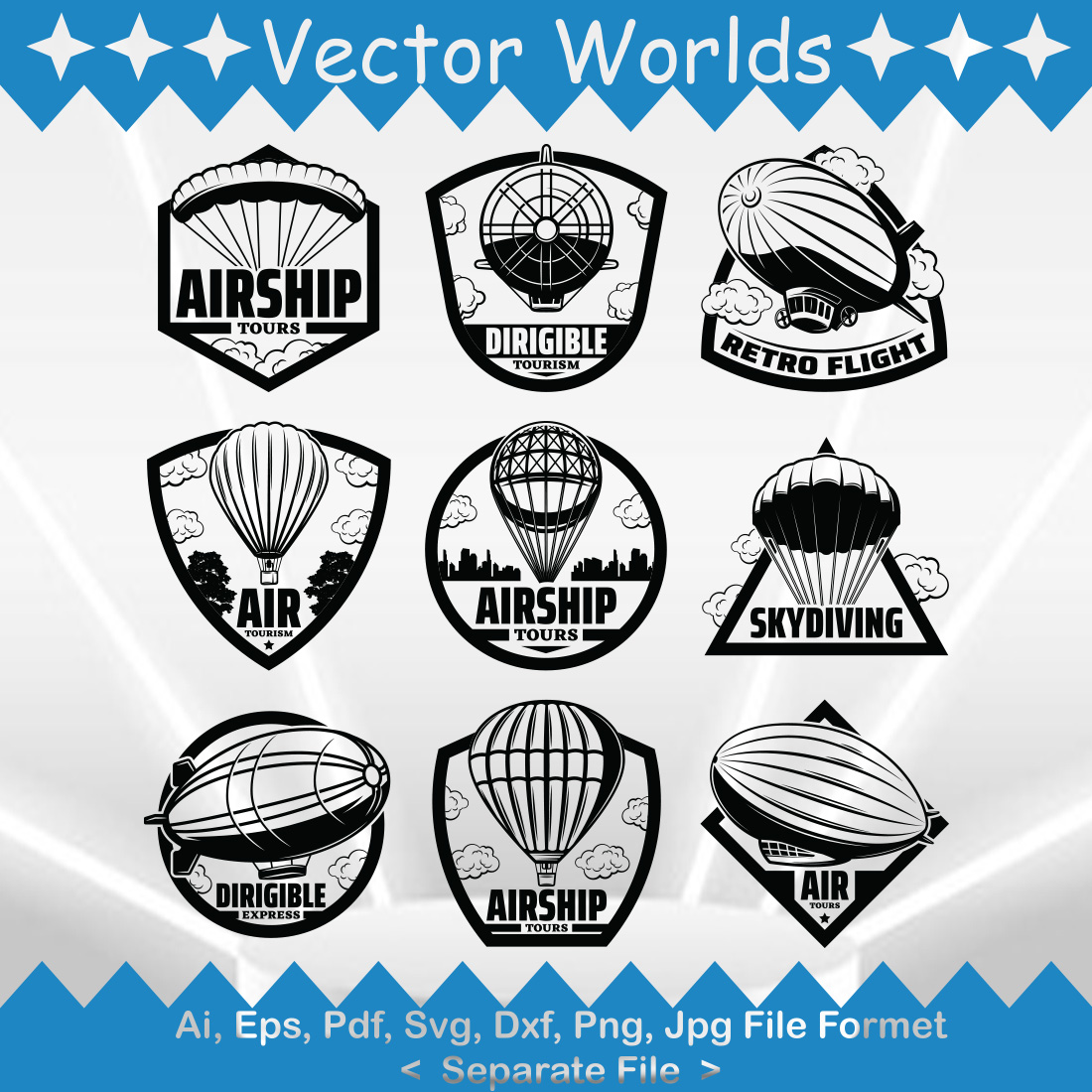 Airship Label SVG Vector Design preview image.