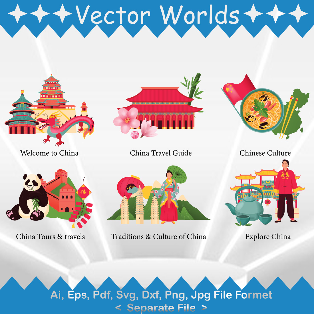 Chinese Landmarks Culture SVG Vector Design preview image.