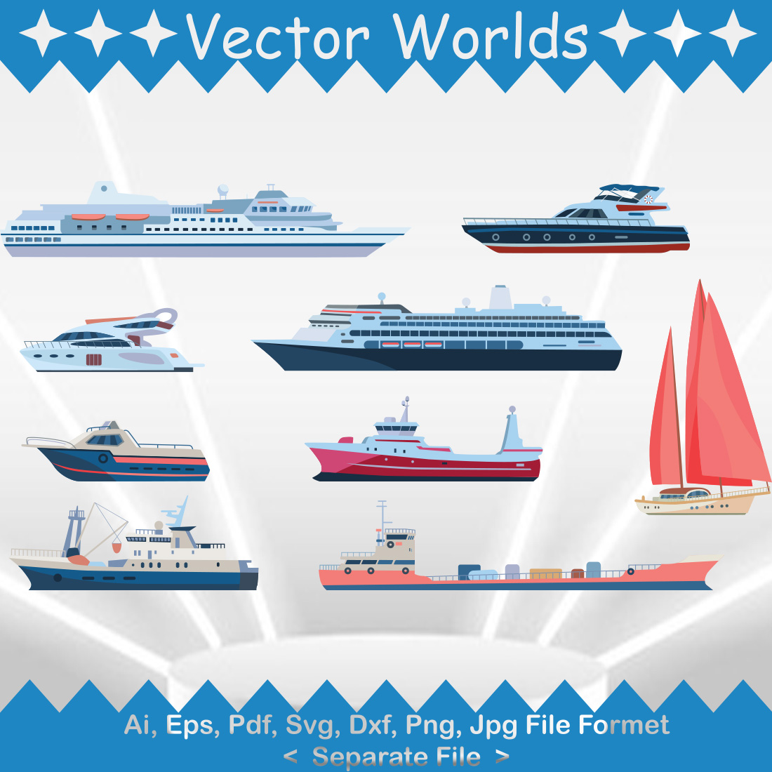 Sea Transport Set SVG Vector Design cover image.