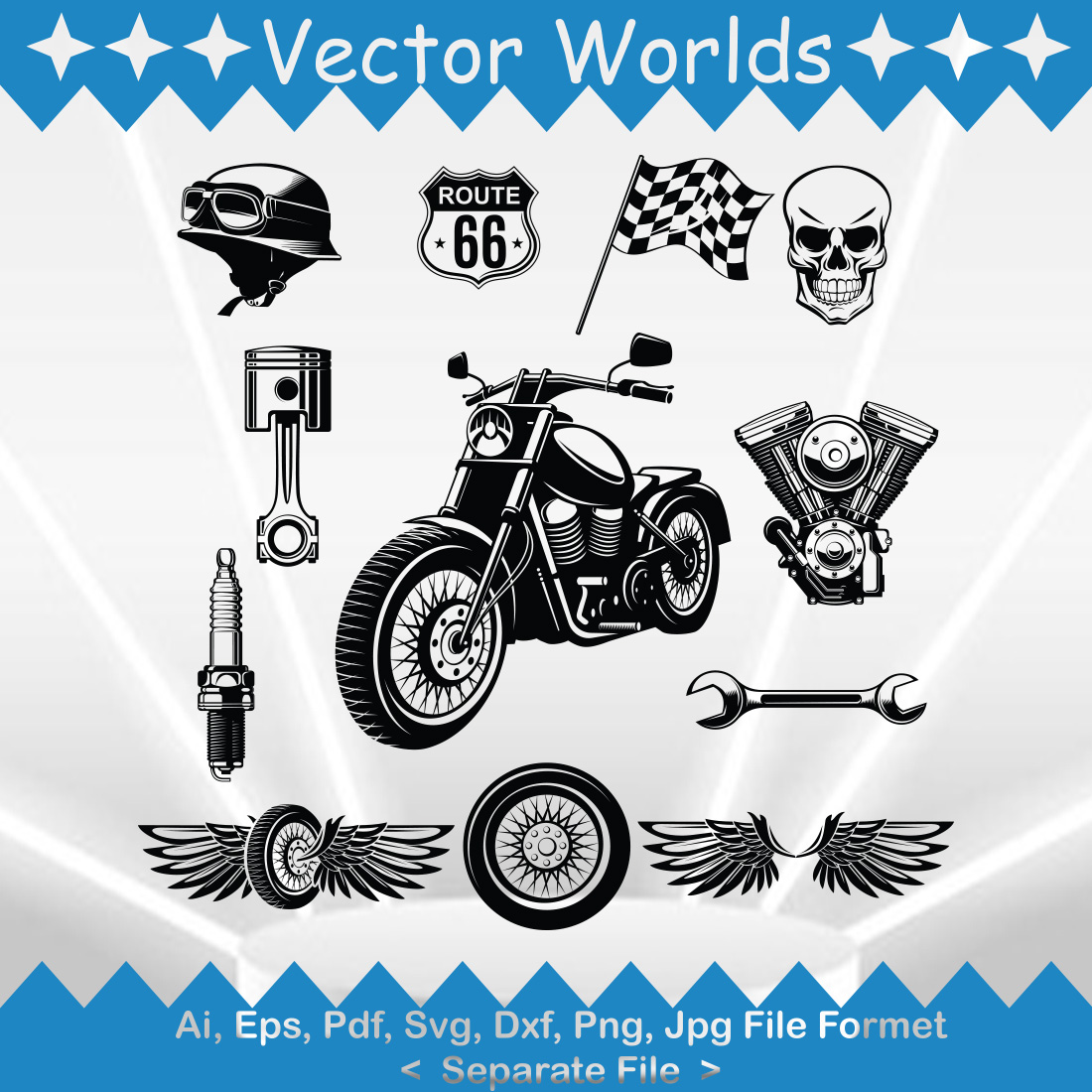 Motorcycle Element SVG Vector Design preview image.