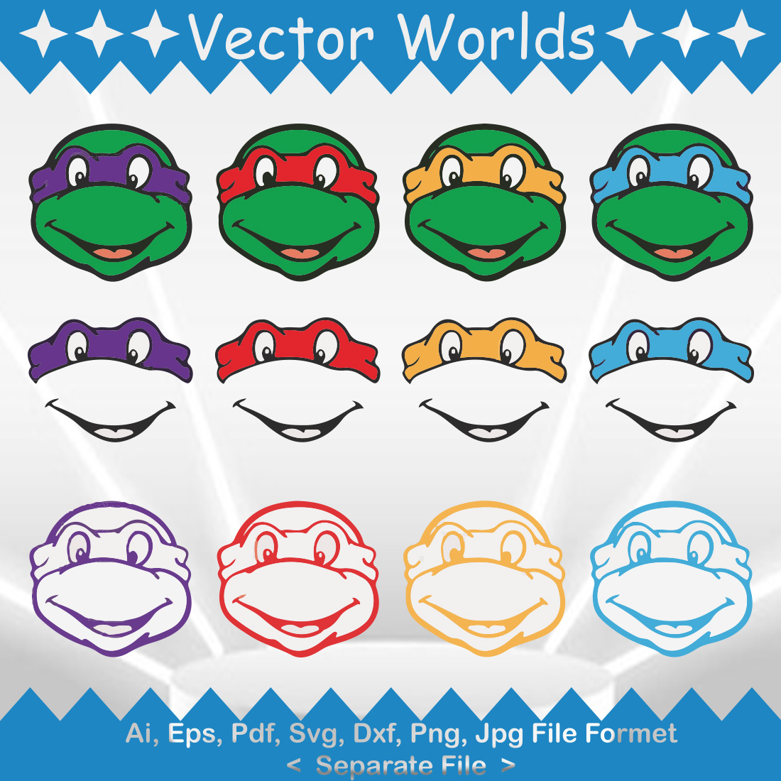 Ninja Turtles Mask SVG Vector Design preview image.