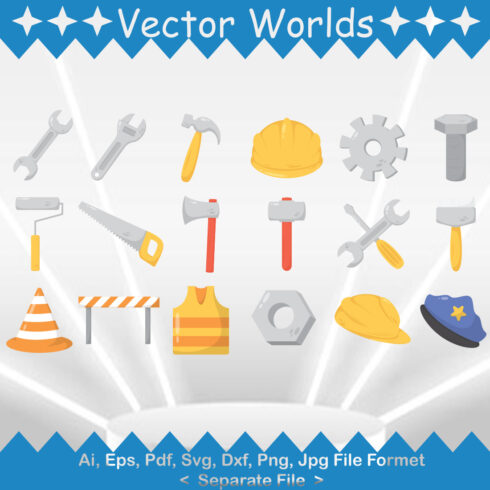 Labour Day Equipment SVG Vector Design cover image.