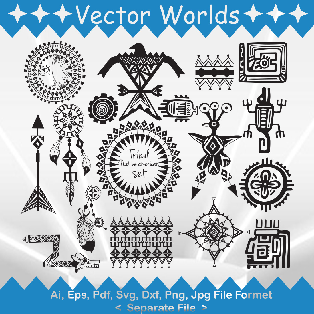 Primitive Ethnic Ornaments SVG Vector Design preview image.