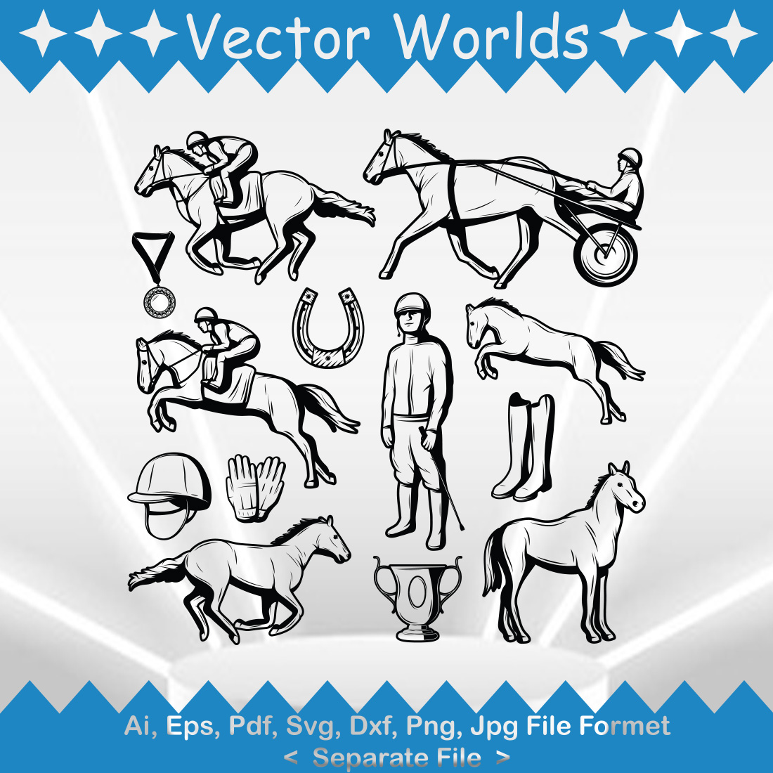 Horse Rising Sport SVG Vector Design cover image.