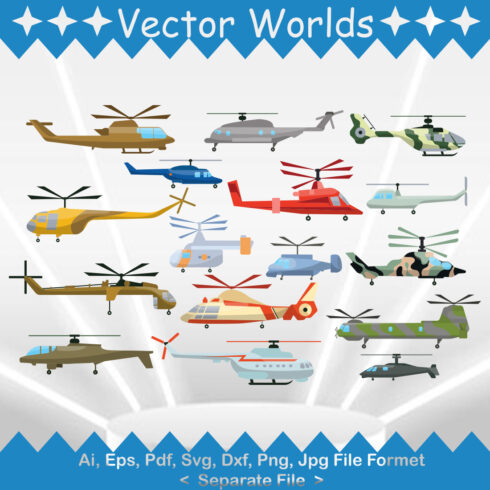 Helicopters SVG Vector Design cover image.