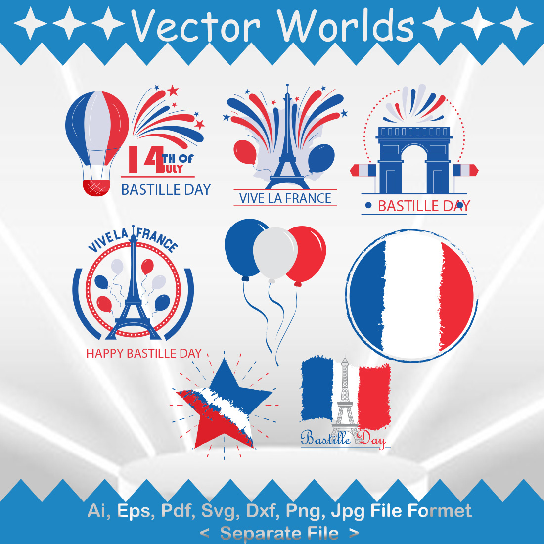 Bastille Day SVG Vector Design preview image.