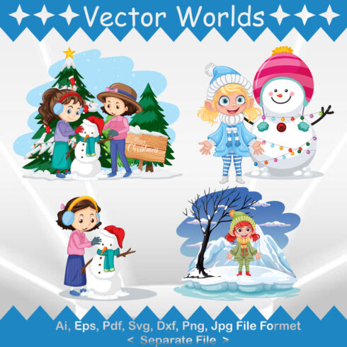 The Snowflake Girl SVG Vector Design cover image.