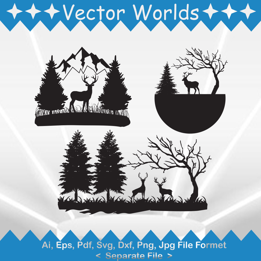 Christmas Deers SVG Vector Design preview image.
