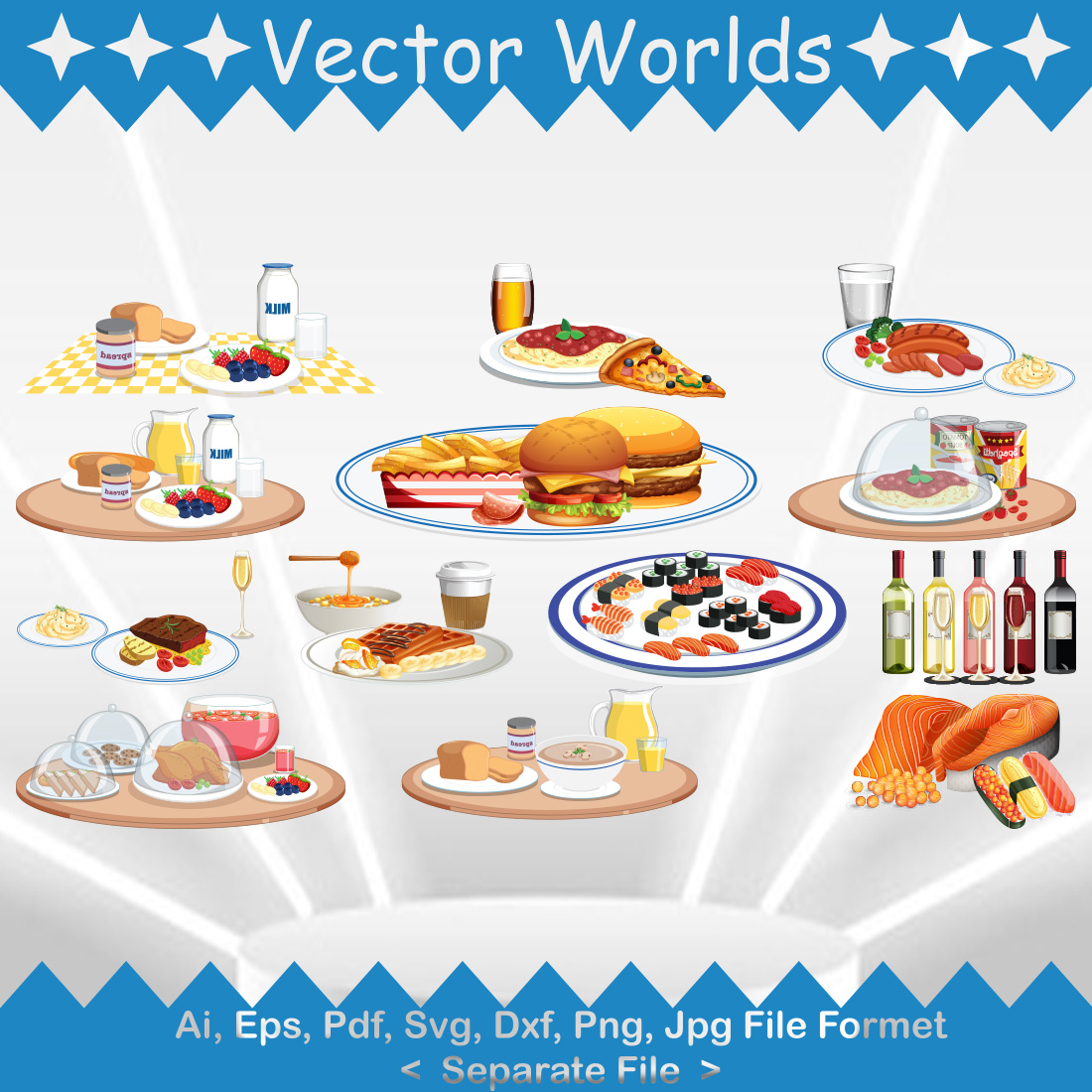Food Cartoon SVG Vector Design preview image.