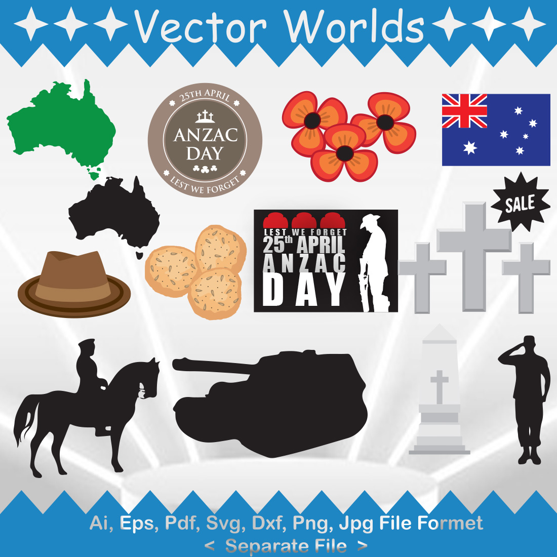ANZAC Day SVG Vector Design preview image.