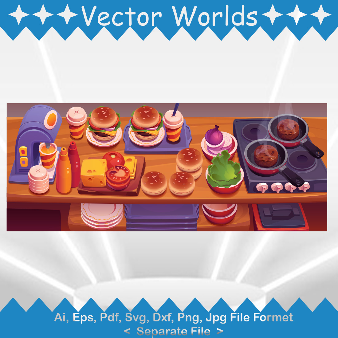Fast Food Restaurant SVG Vector Design preview image.