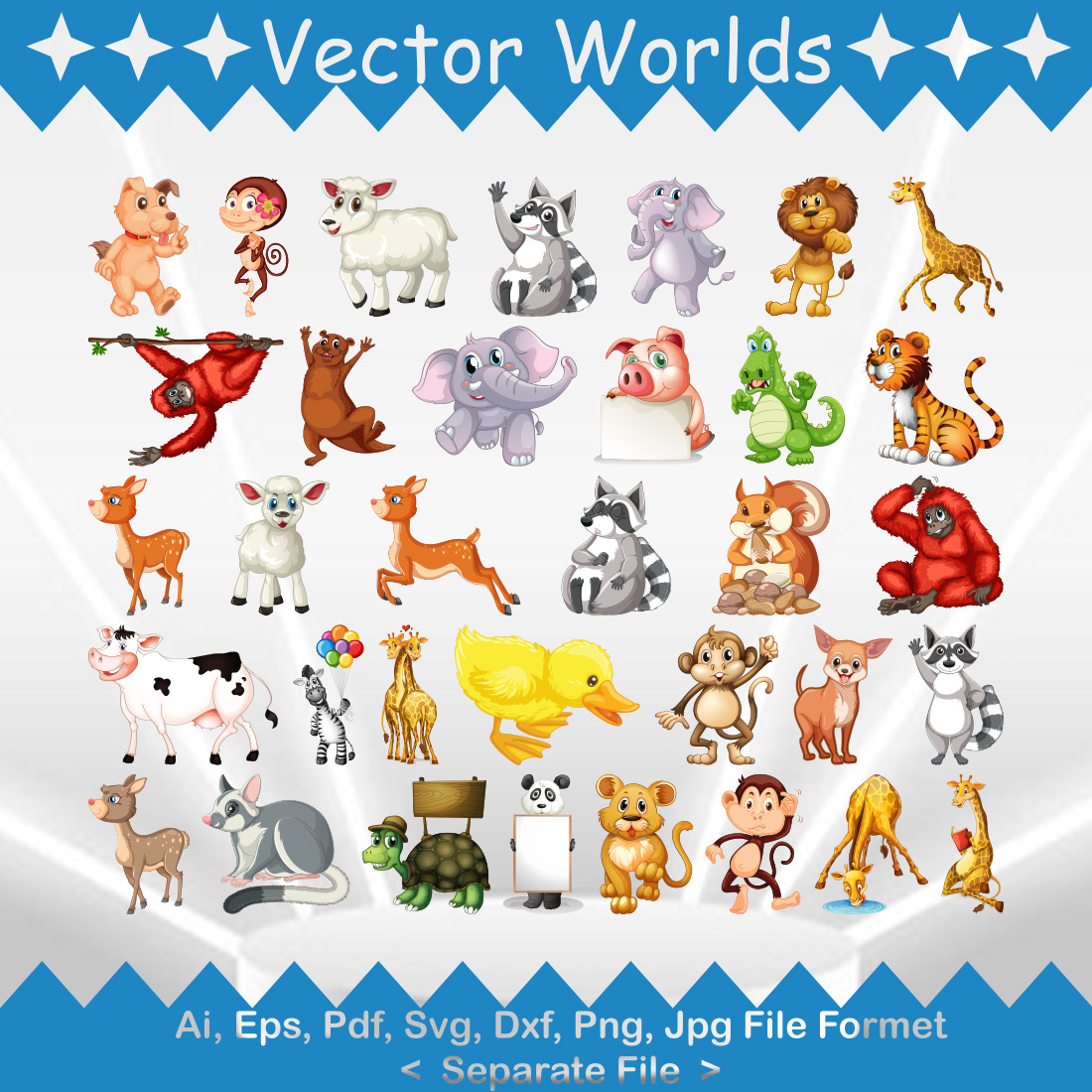 Wild Animals SVG Vector Design preview image.