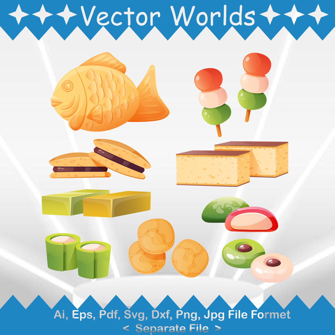 Japanese Sweets SVG Vector Design preview image.