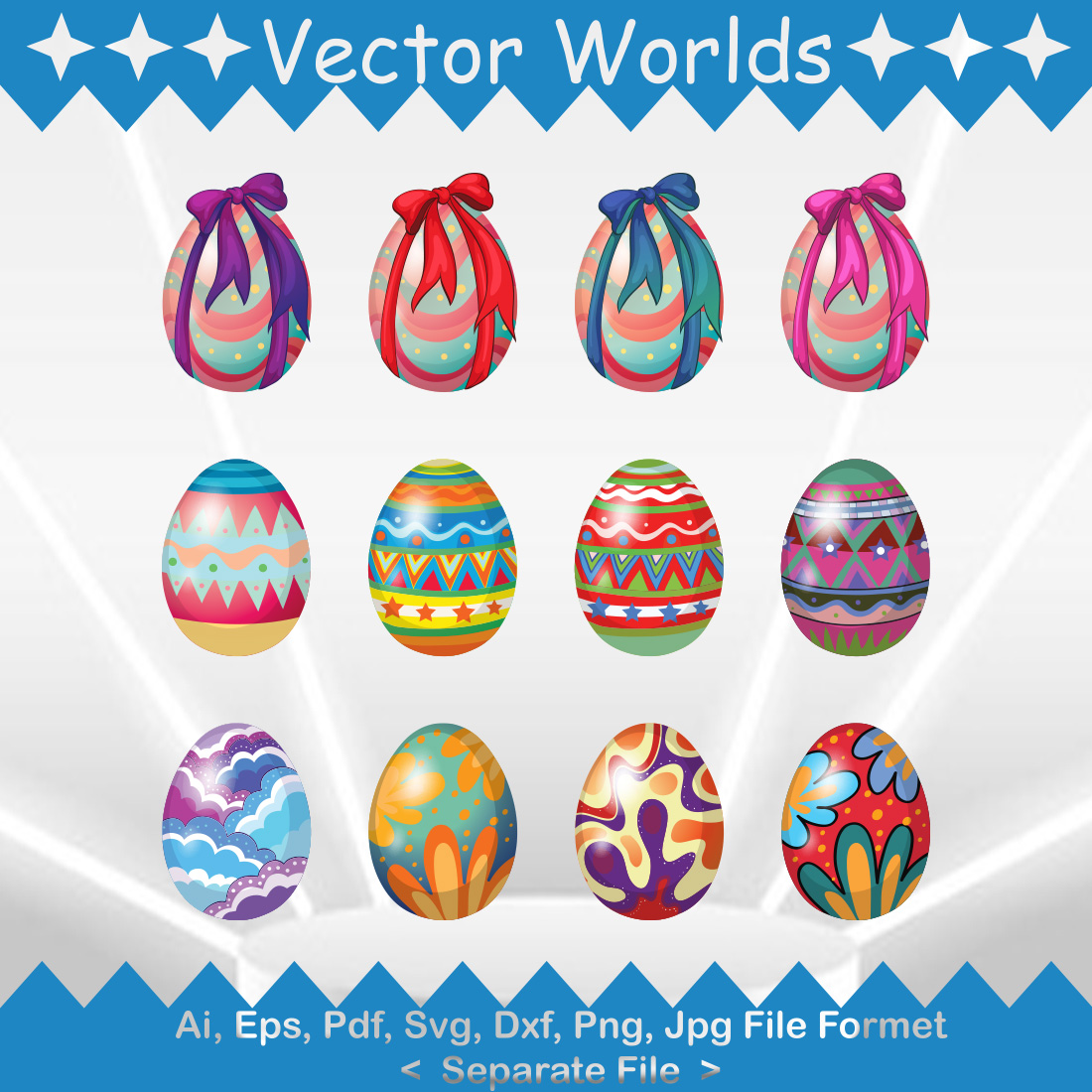 Colour Easter Eggs SVG Vector Design cover image.