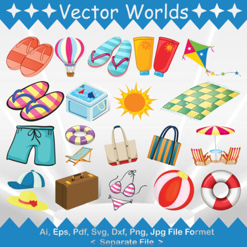 Summer Holiday Elements SVG Vector Design cover image.