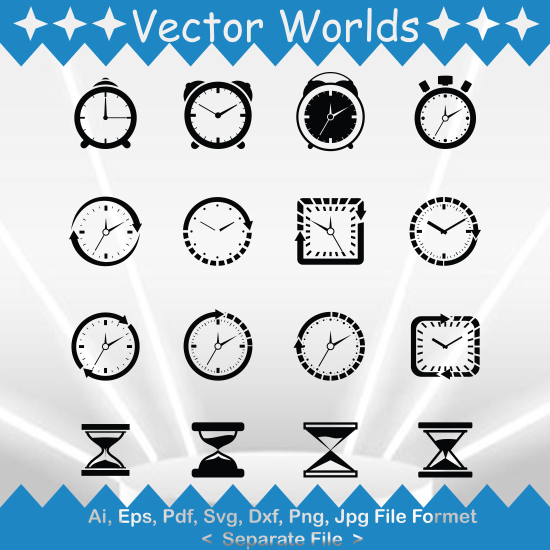 Clock Time SVG Vector Design preview image.