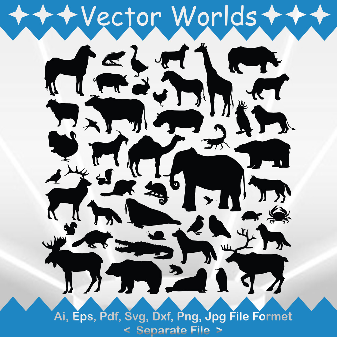 Wild Animals SVG Vector Design preview image.