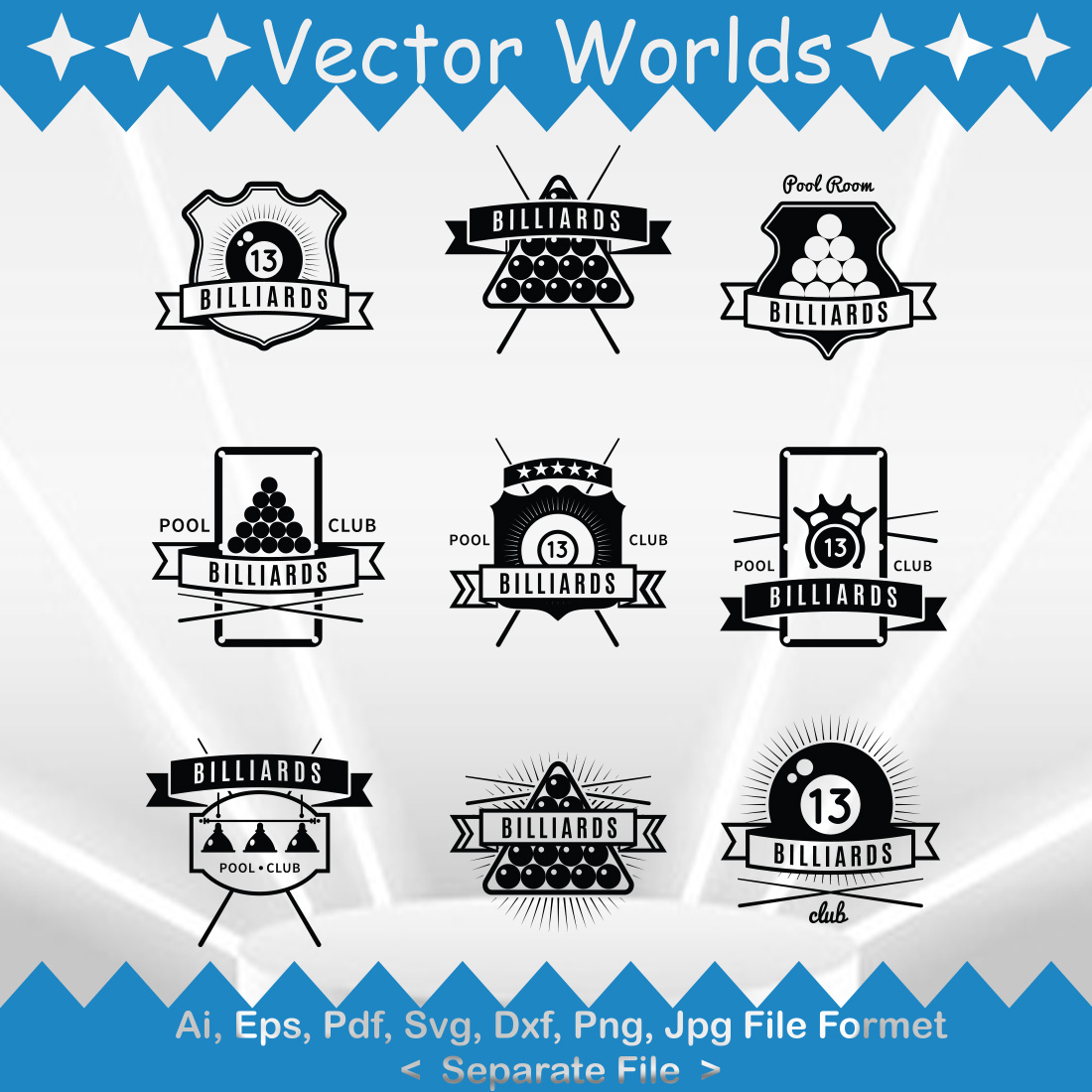 Billiards Logo SVG Vector Design preview image.