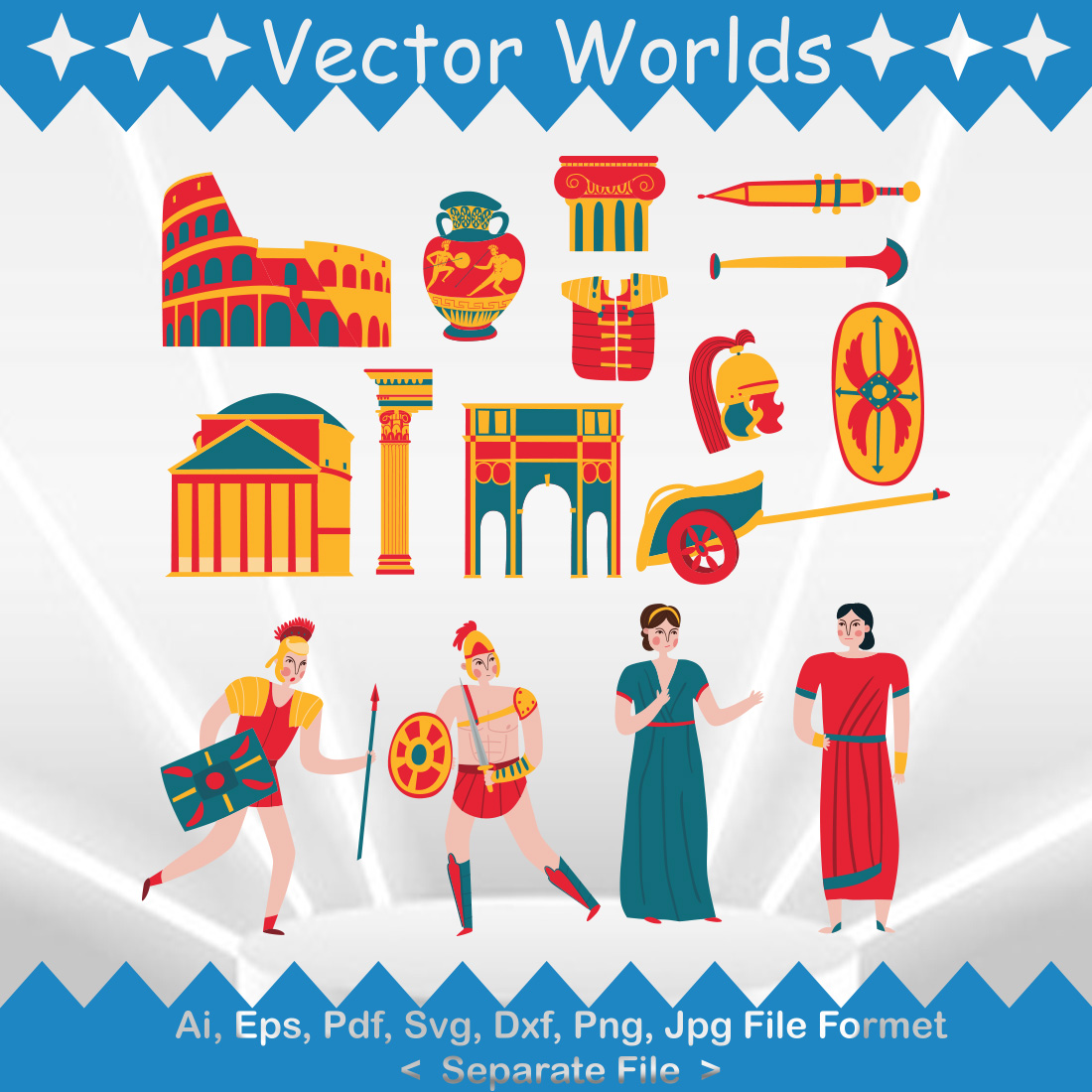 Ancient Rome SVG Vector Design preview image.