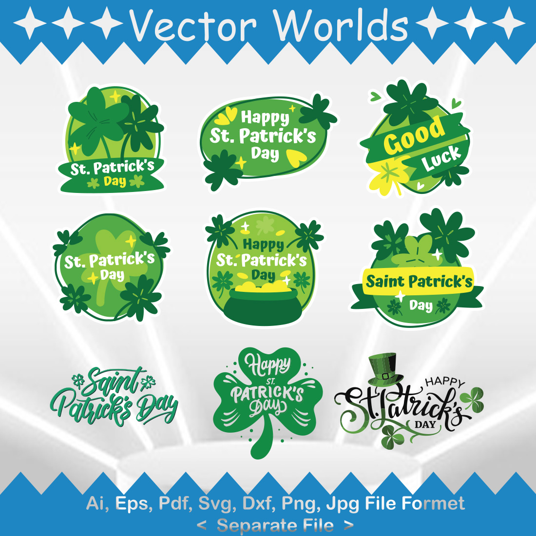 Happy St Patrick's Day SVG Vector Design cover image.