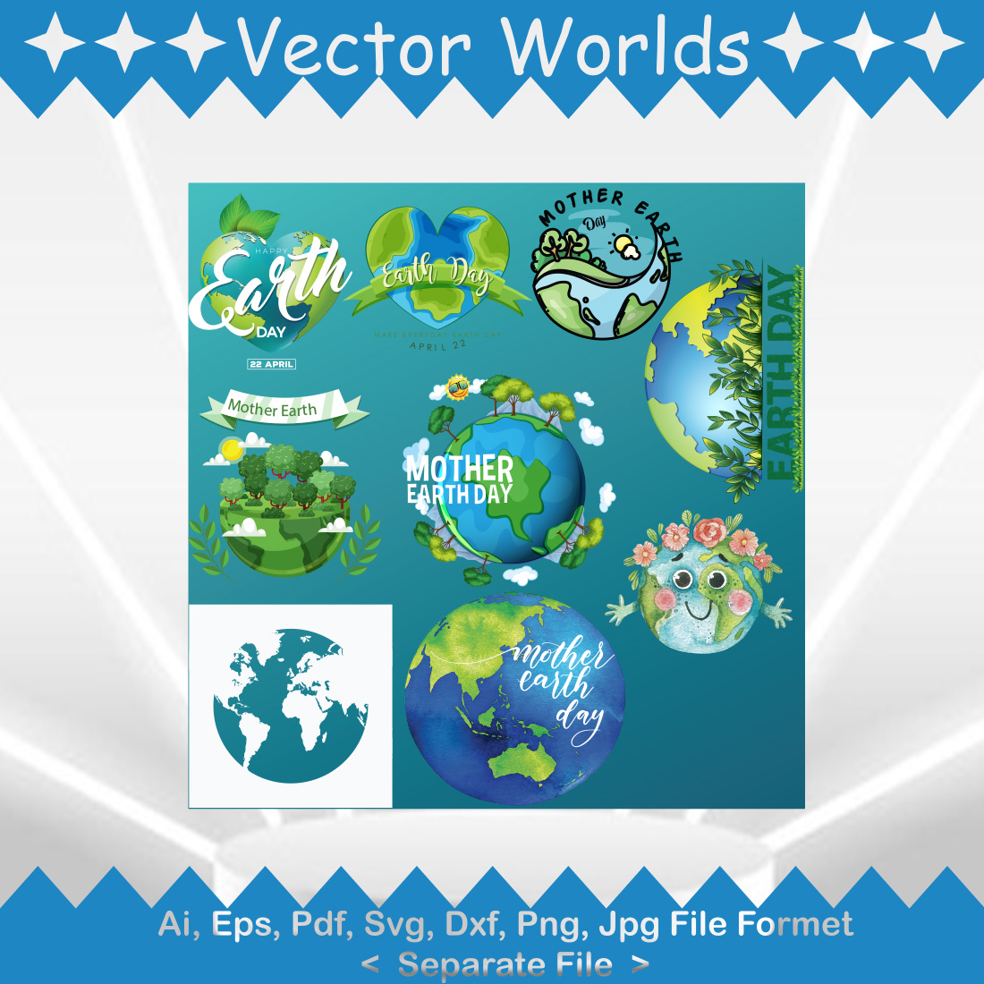 Happy Earth Day SVG Vector Design preview image.