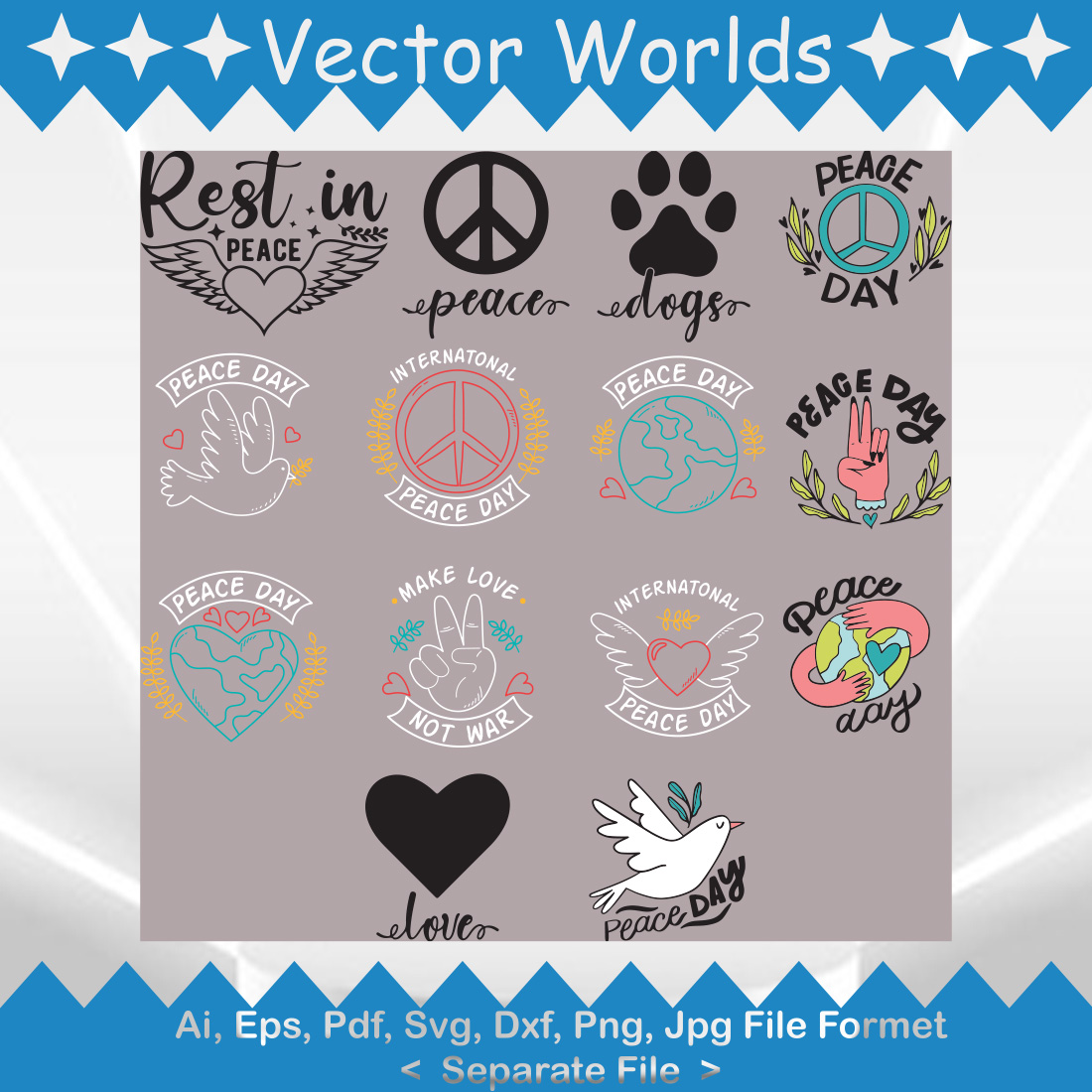 Happy Peace Day SVG Vector Design preview image.