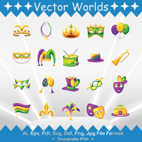 Mardi Gras Carnival SVG Vector Design cover image.