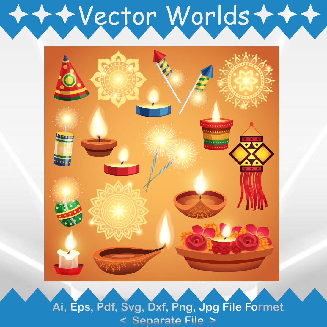 Colour Diwali SVG Vector Design preview image.