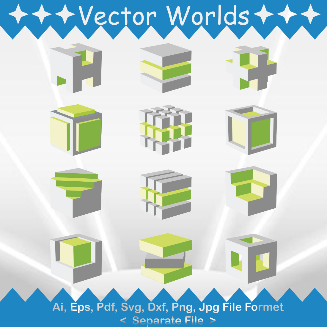 Cubes Logo SVG Vector Design preview image.