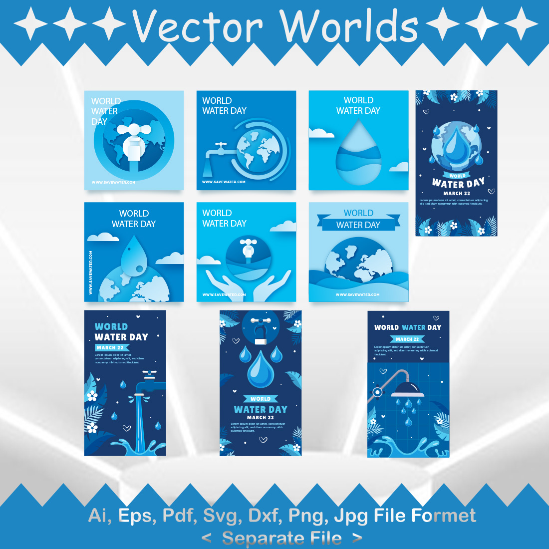 World Water Day SVG Vector Design preview image.