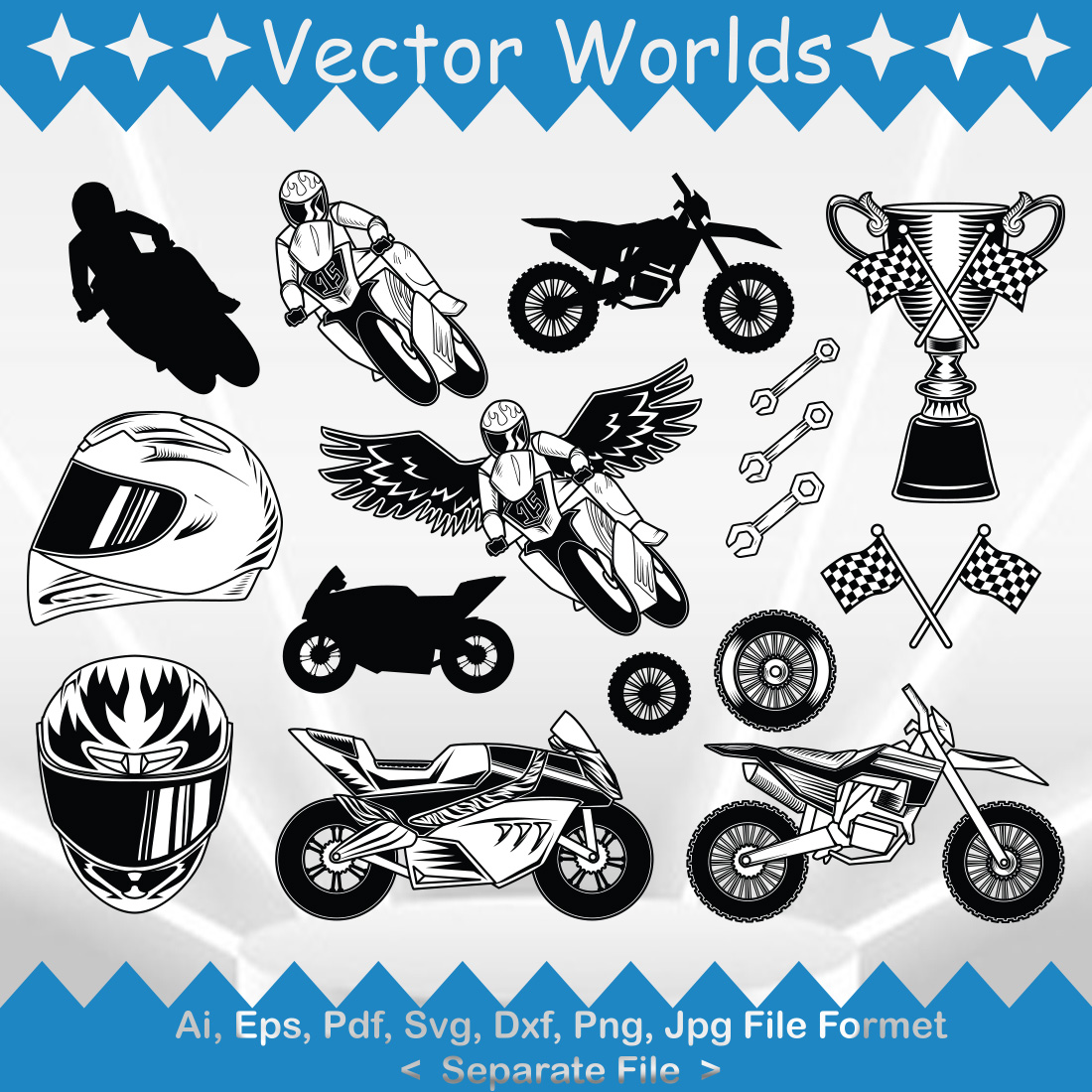 Motorcycle Element SVG Vector Design cover image.