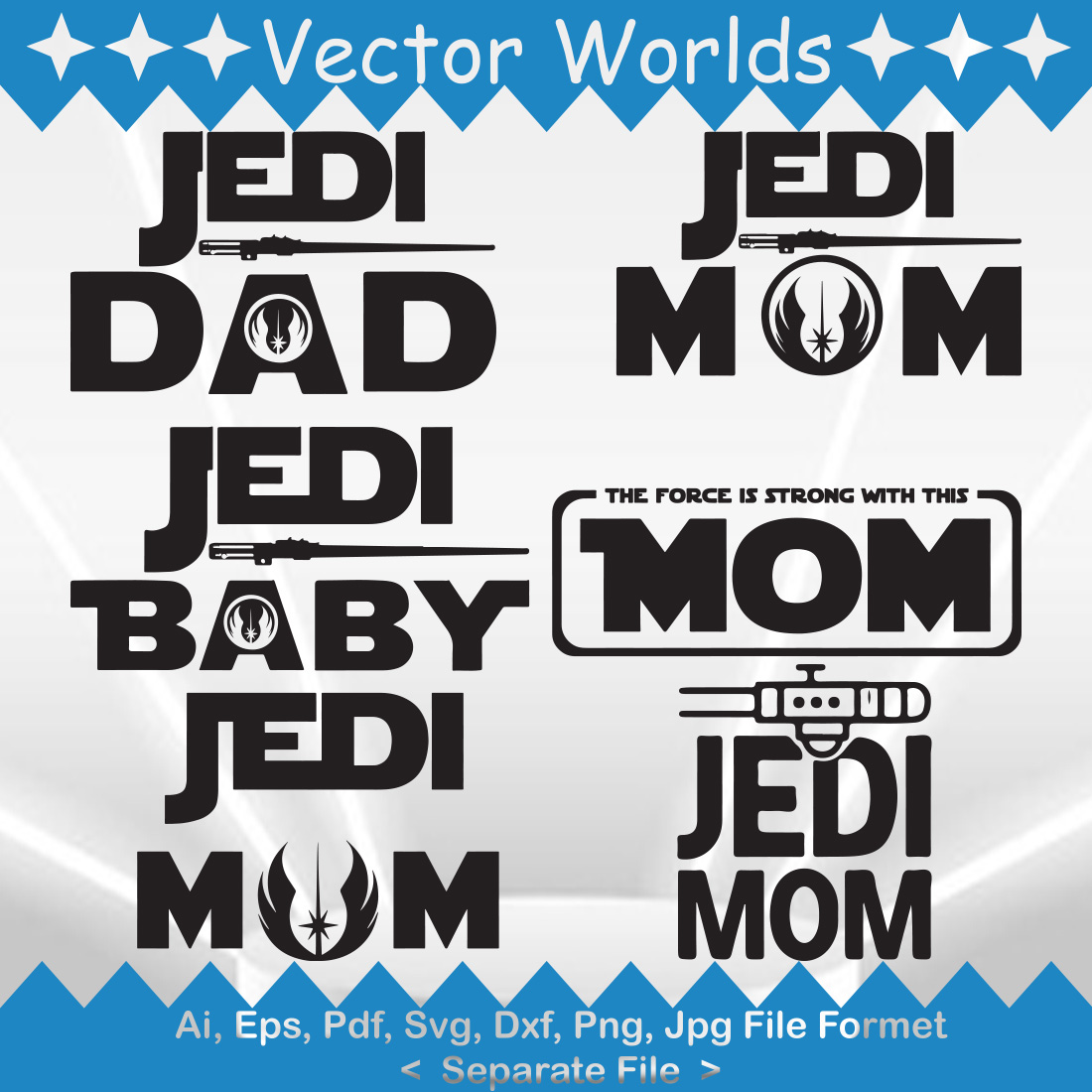 Jedi Mom SVG Vector Design cover image.