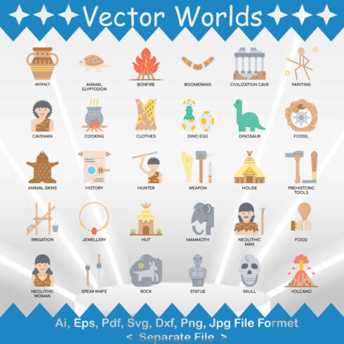 Prehistoric Elements SVG Vector Design cover image.