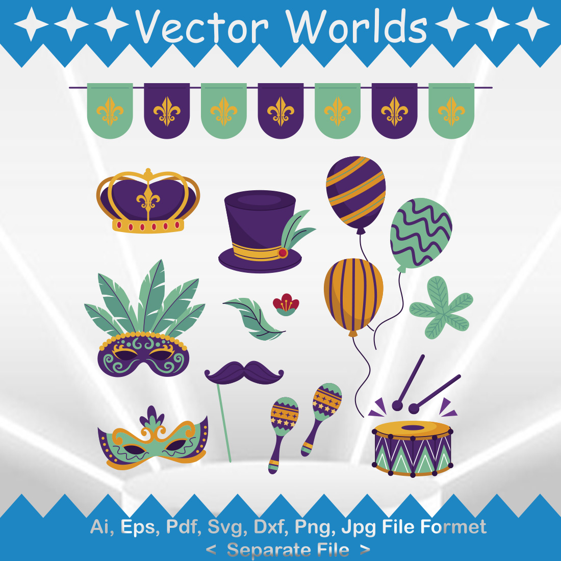 Mardi Gras SVG Vector Design cover image.