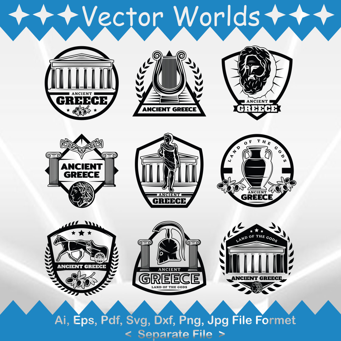 Ancient Greece Label SVG Vector Design preview image.