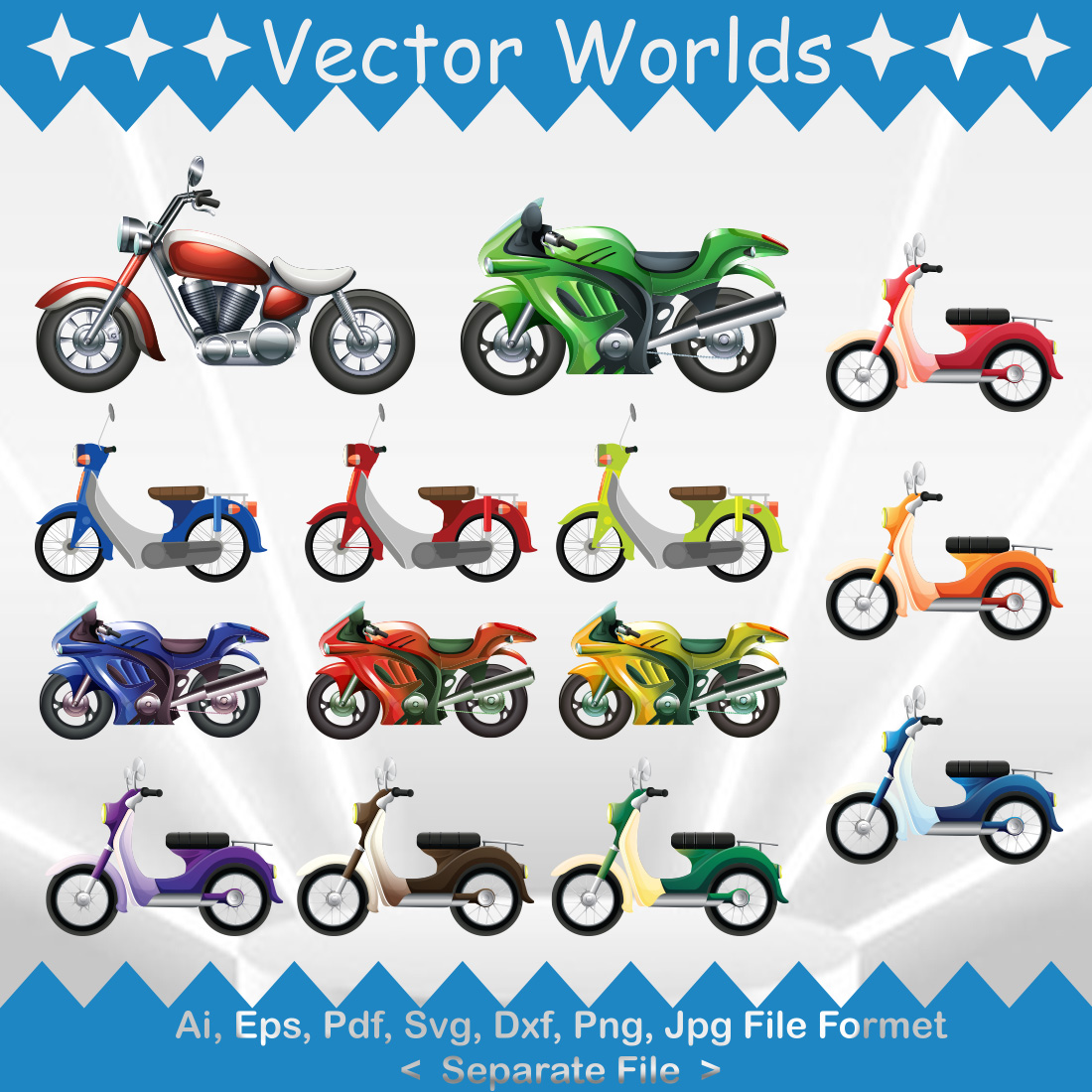 Motor Cycle SVG Vector Design preview image.