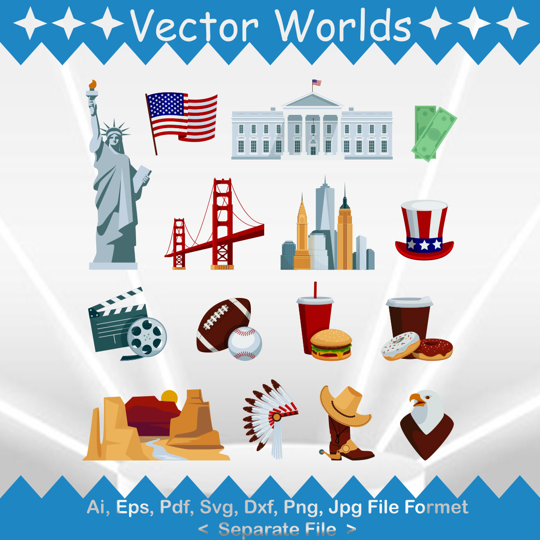 USA Symbole SVG Vector Design preview image.