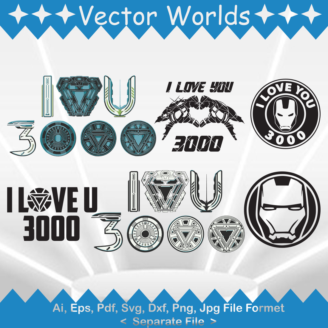 I Love You 3000 SVG Vector Design preview image.