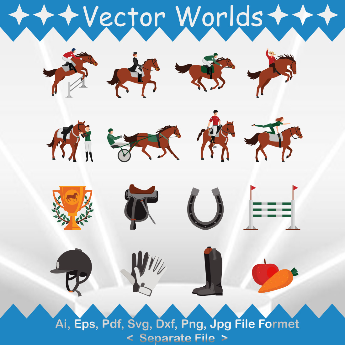 Horse Rising Sport SVG Vector Design preview image.