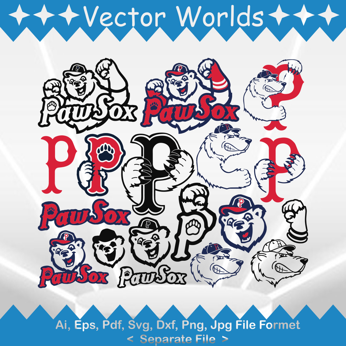 Pawtucket Red Sox SVG Vector Design preview image.