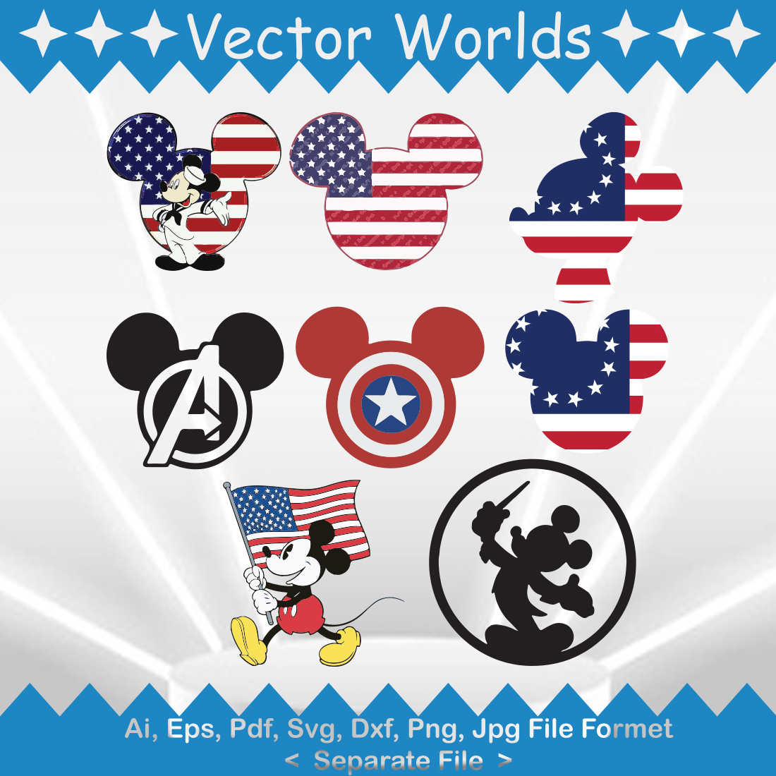 America Mickey SVG Vector Design preview image.