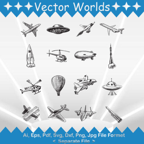 Aircraft Helicopter SVG Vector Design cover image.