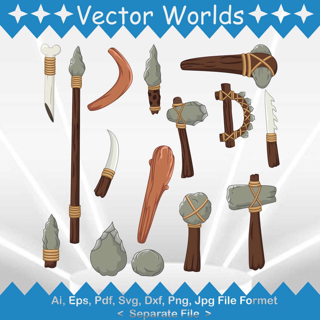 Prehistoric Weapon SVG Vector Design cover image.