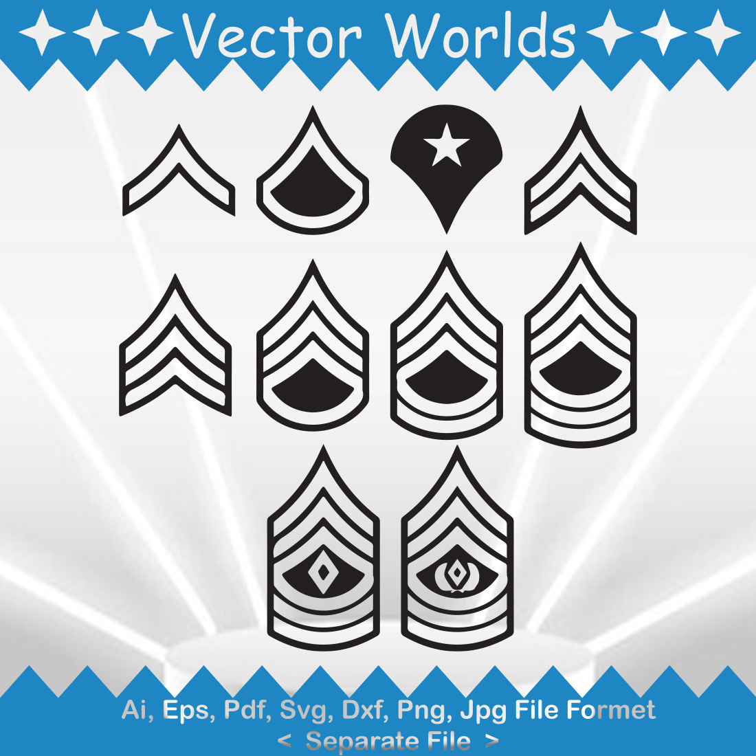 Military Army Insignia Ranks SVG Vector Design preview image.