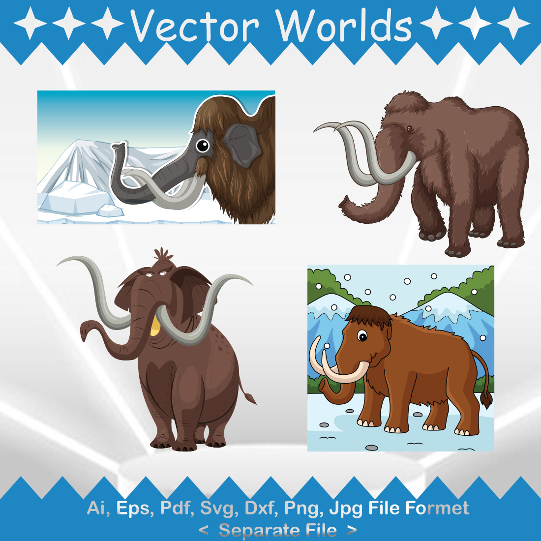 The Woolly Mammoth SVG Vector Design preview image.