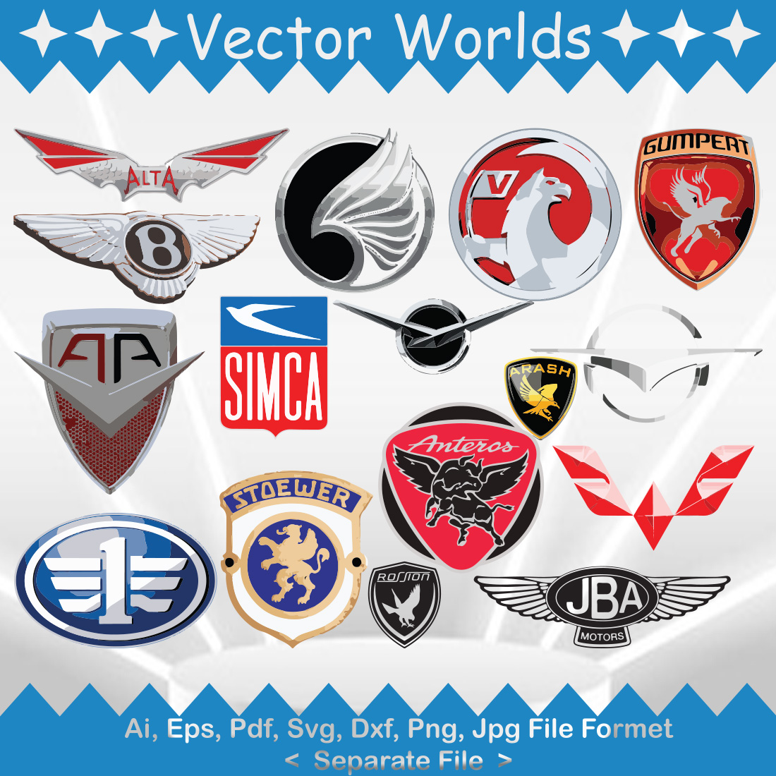 All Car Logos With Wings SVG Vector Design preview image.
