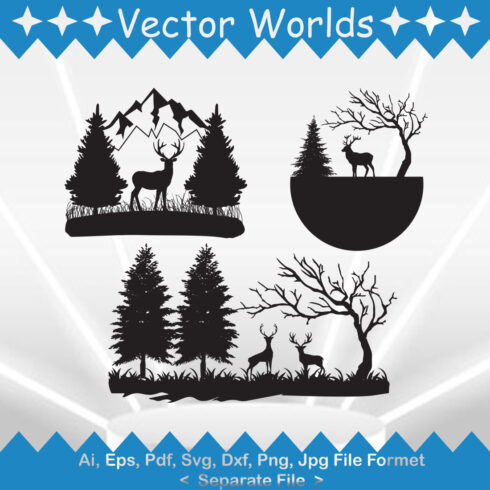 Christmas Deers SVG Vector Design cover image.